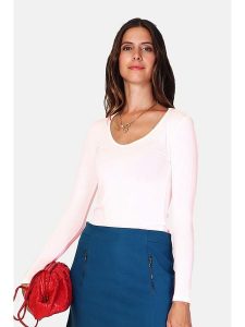 ASSUILI Koszulka w kolorze jasnoróżowym rozmiar: 42. Różowe bluzki Assuili, bez wzorów, z bawełny, klasyczne, bez kołnierzyka, bez ramiączek. Za 104,39 zł.