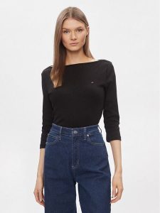 Tommy Hilfiger Bluzka New Cody WW0WW40589 Czarny Slim Fit. Czarne bluzki TOMMY HILFIGER, xl, bez wzorów, z bawełny, bez kołnierzyka, bez ramiączek. Za 159,99 zł.