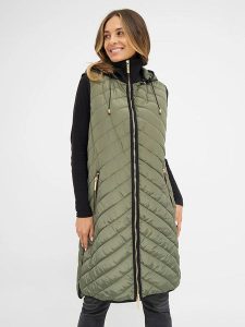 TicketWOMAN Kamizelka pikowana "Karinie" w kolorze khaki rozmiar: 44. Brązowe kamizelki TicketWOMAN, bez wzorów, bez kołnierzyka, bez ramiączek, bez kaptura. Za 230,99 zł.