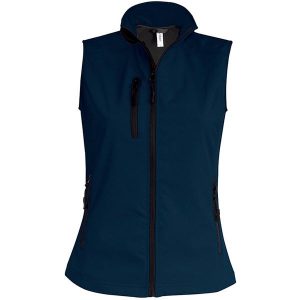 Damska kurtka puchowa Kariban Sans Manche Softshell. Niebieskie kurtki KARIBAN, bez wzorów, z puchu, bez kaptura. Za 196,00 zł.