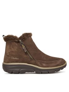 Skechers Botki Easy Going 167862/CHOC Brązowy. Brązowe botki Skechers, bez wzorów, ze skóry, bez obcasa, na płaskiej podeszwie, bez zapięcia. Za 261,99 zł.