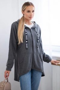 Bluza z dłuższym tyłem i kapturem grafitowa. Szare bluzy KESI, na jesień, l, bez wzorów, z bawełny. Za 278,10 zł.