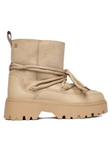 Tommy Hilfiger Śniegowce FW0FW08996 Beżowy. Brązowe buty zimowe TOMMY HILFIGER, ze skóry, bez obcasa, bez zapięcia. Za 899,99 zł.