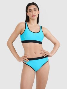 4F Góra od bikini damska - niebieska L. Niebieskie bikini 4f, bez wzorów, z elastanu. W wyprzedaży za 59,99 zł.