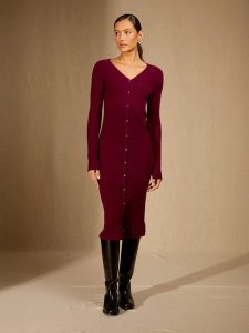 Perfect Cashmere Kaszmirowa sukienka "Maria" w kolorze bordowym rozmiar: L. Czerwone sukienki Perfect Cashmere, l, bez wzorów, z kaszmiru, bez kołnierzyka, bez ramiączek, midi. Za 665,99 zł.