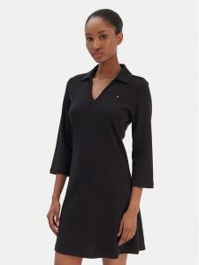 Tommy Hilfiger Sukienka codzienna Modern Cody WW0WW47868 Czarny Regular Fit. Czarne sukienki TOMMY HILFIGER, na co dzień, xl, bez wzorów, z bawełny, bez kołnierzyka, bez ramiączek, proste. Za 539,99 zł.