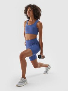 4F Legginsy krótkie treningowe damskie - granatowe XS. Niebieskie legginsy 4f, bez wzorów, z dzianiny, z podwyższonym stanem, krótkie. W wyprzedaży za 59,99 zł.