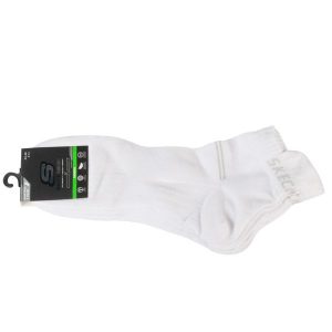 Skarpetki sportowe dla dorosłych 3PPK Bamboo Mesh Quarter Socks. Białe skarpetki Skechers, bez wzorów, z elastanu. Za 59,99 zł.