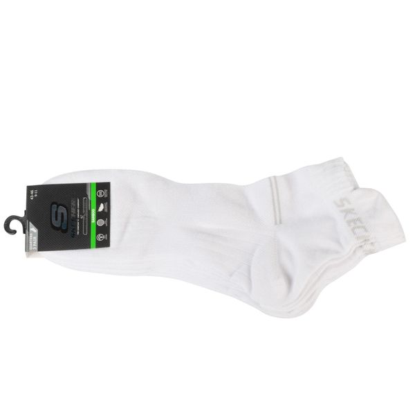 Skarpetki sportowe dla dorosłych 3PPK Bamboo Mesh Quarter Socks. Białe skarpetki Skechers, bez wzorów, z elastanu. Za 59,99 zł.