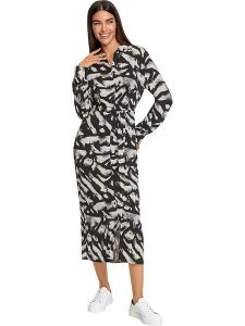 Heine Sukienka w kolorze szaro-czarnym rozmiar: 42. Czarne sukienki Heine, bez wzorów, z tkaniny, bez kołnierzyka, bez ramiączek, midi. Za 74,11 zł.