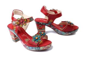 LAURA VITA 005843 Nellao 05 rouge, sandały damskie. Czerwone sandały LAURA VITA, bez wzorów, ze skóry, bez obcasa, na obcasie, bez zapięcia. Za 305,92 zł.