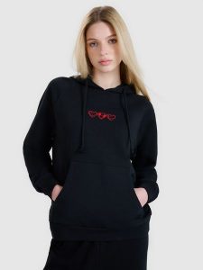 4F Bluza dresowa nierozpinana z kapturem damska - czarna S. Czarne bluzy 4f, s, bez wzorów, z bawełny, z kapturem. W wyprzedaży za 89,99 zł.
