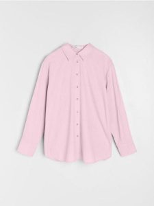 Koszula z domieszką lnu - różowy. Czerwone koszule Sinsay, l, bez wzorów, bez kołnierzyka, bez ramiączek. Za 39,99 zł.