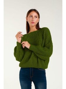 Tamba Sweter w kolorze zielonym rozmiar: 36/38. Zielone swetry oversize Tamba, bez wzorów, z wełny, bez ramiączek. Za 127,65 zł.