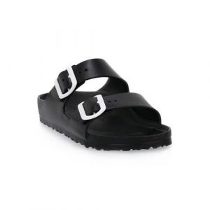 Klapki damskie Birkenstock Arizona Eva Calz S. Czarne klapki Birkenstock, bez wzorów, z gumy, bez obcasa. Za 489,00 zł.
