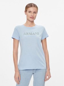 Armani Exchange T-Shirt 3DYT13 YJ8QZ 15DD Błękitny Regular Fit. Niebieskie t-shirty Armani Exchange, xs, bez wzorów, z bawełny, bez kołnierzyka, bez ramiączek. Za 299,99 zł.