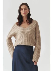 TATUUM Sweter "Aspen" w kolorze beżowym rozmiar: S. Brązowe swetry oversize Tatuum, s, bez wzorów, z wełny, bez ramiączek. Za 228,38 zł.