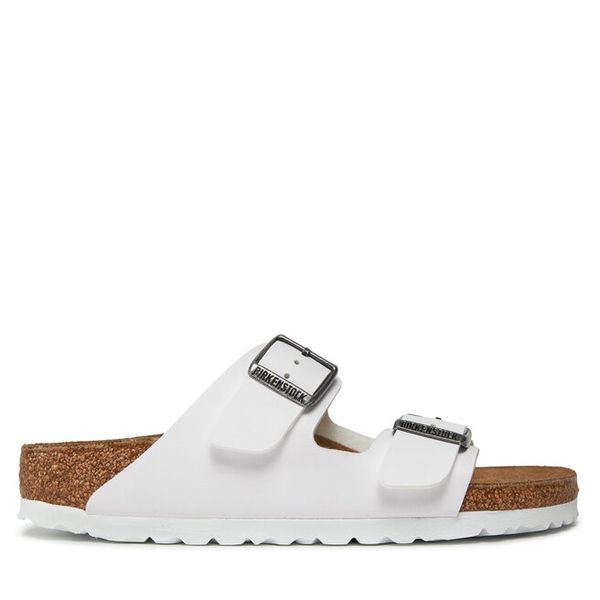 Klapki Birkenstock. Białe klapki Birkenstock, bez wzorów, bez obcasa. Za 399,99 zł.