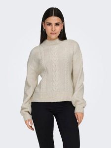 JDY Sweter w kolorze kremowym rozmiar: XL. Brązowe swetry oversize JDY, xl, bez wzorów, ze splotem, bez ramiączek. Za 79,03 zł.