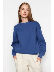 Trendyol Bluza w kolorze niebieskim rozmiar: M. Niebieskie bluzy Trendyol, m, bez wzorów, z bawełny, bez kaptura. Za 74,63 zł.
