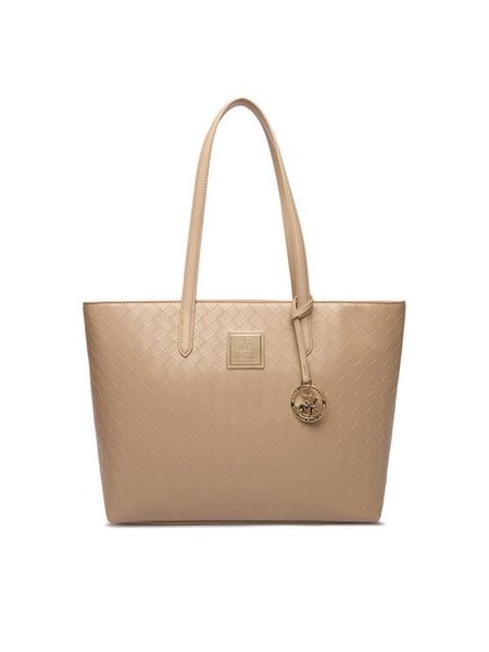 Beverly Hills Polo Club Torebka CEO-BHPC-L-008-09 Beżowy. Brązowe shopper bag Beverly Hills Polo Club, bez wzorów, z materiału, bez dodatków. Za 229,99 zł.