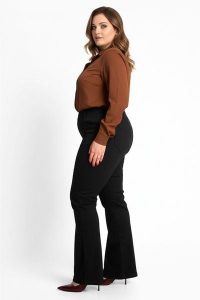 Eleganckie czarne spodnie dzwony Jeangaliny10 PLUS SIZE XXL OVERSIZE JESIEŃ. Czarne rurki Moda Size Plus Iwanek, z bawełny. Za 199,90 zł.