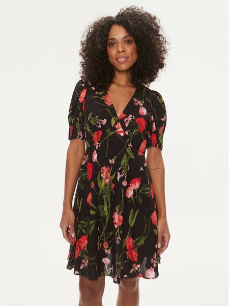 Ted Baker Sukienka letnia Sienno 275006 Czarny Regular Fit. Czarne sukienki Ted Baker, na lato, bez wzorów, z wiskozy, bez kołnierzyka, bez ramiączek. Za 589,99 zł.