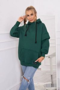 Bluza ocieplana z półgolfem ciemno zielona. Zielone bluzy KESI, l, bez wzorów, z bawełny, bez kaptura. Za 238,37 zł.