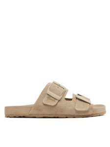 Manebi Klapki Traveler Nordic Sandals K 1.1 RT Beżowy. Brązowe klapki Manebi, bez wzorów, ze skóry, bez obcasa. Za 440,99 zł.