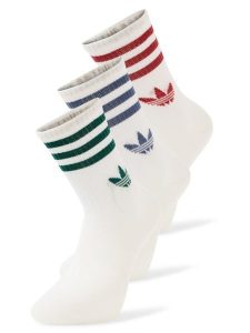 Adidas Originals Skarpety w 3-paku Kobiety Bawełna biały|wielokolorowy w paski, S. Białe skarpetki adidas Originals, bez wzorów, z bawełny. Za 79,95 zł.