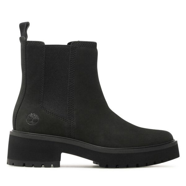 Sztyblety Timberland. Czarne botki Timberland, bez wzorów, bez obcasa, na płaskiej podeszwie, bez zapięcia. Za 559,99 zł.