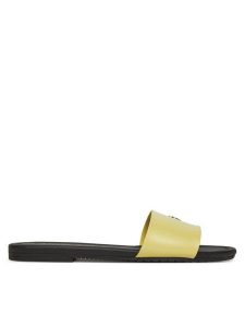Calvin Klein Jeans Klapki Flat Sandal Slide Mg YW0YW01697 Żółty. Żółte klapki Calvin Klein Jeans, bez wzorów, z jeansu, bez obcasa. Za 209,99 zł.