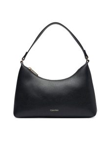 Calvin Klein Torebka Foil Logo Small Shoulder Bag LV04F3890G Czarny. Czarne torebki klasyczne Calvin Klein, bez wzorów, ze skóry, bez dodatków. Za 369,99 zł.