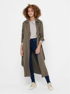 ONLY Trencz 15217799 Brązowy Relaxed Fit. Brązowe płaszcze ONLY, l, bez wzorów, z syntetyku, bez kaptura. Za 279,99 zł.