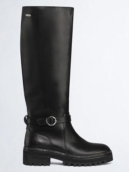 Liu Jo Skórzane kozaki w kolorze czarnym rozmiar: 40. Czarne kozaki Liu Jo, na zimę, bez wzorów, bez obcasa, bez zapięcia. Za 788,81 zł.