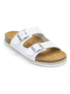 Mandel Klapki w kolorze białym rozmiar: 37. Białe klapki Mandel, bez wzorów, z otwartym noskiem, bez obcasa. Za 130,99 zł.