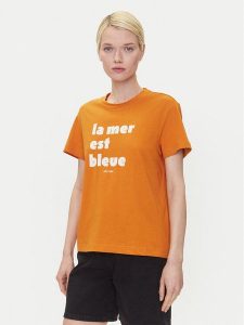 Mustang T-Shirt Floris 1016157 Pomarańczowy Relaxed Fit. Brązowe t-shirty Mustang, xs, bez wzorów, z bawełny, bez kołnierzyka, bez ramiączek. Za 49,99 zł.