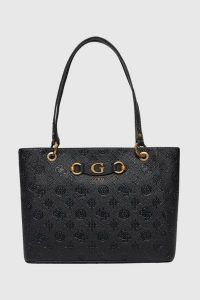 GUESS Czarna torebka Izzy Peony Noel. Czarne shopper bag Guess, z aplikacjami, bez dodatków. W wyprzedaży za 567,99 zł.