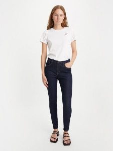 Levi's Dżinsy - Skinny fit - w kolorze granatowym rozmiar: W26/L30. Niebieskie jeansy Levi's®, z aplikacjami, z podwyższonym stanem. Za 201,55 zł.
