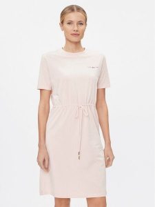 Tommy Hilfiger Sukienka codzienna 1985 WW0WW40734 Różowy Regular Fit. Czerwone kombinezony TOMMY HILFIGER, s, bez wzorów, z bawełny, bez kołnierzyka, bez ramiączek. Za 299,99 zł.