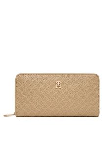 Tommy Hilfiger Portfel Th Icon Lrg Za Mono AW0AW18482 Beżowy. Brązowe portfele TOMMY HILFIGER, bez wzorów, ze skóry. Za 309,99 zł.