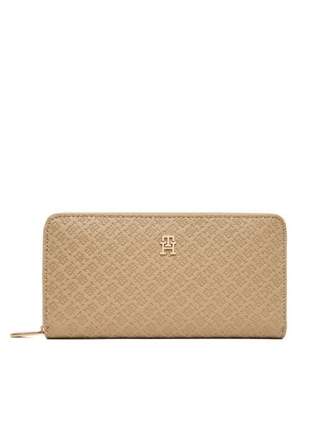Tommy Hilfiger Portfel Th Icon Lrg Za Mono AW0AW18482 Beżowy. Brązowe portfele TOMMY HILFIGER, bez wzorów, ze skóry. Za 264,99 zł.