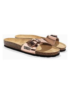 Sunbay Klapki "Jasmin" w kolorze jasnoróżowym rozmiar: 41. Różowe klapki Sunbay, bez wzorów, z otwartym noskiem, bez obcasa. Za 149,95 zł.