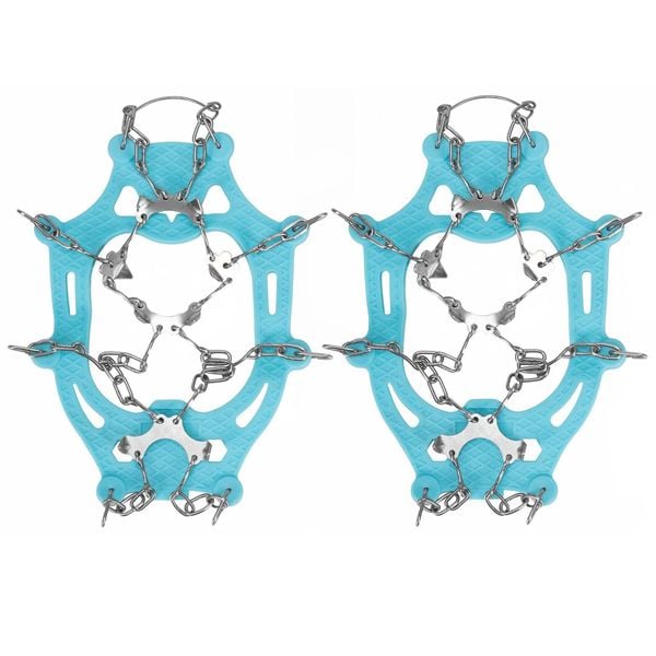 Raczki na buty turystyczne stalowe antypoślizgowe nakładki rozmiar 36-40 turkus. Niebieskie buty trekkingowe SPRINGOS, bez zapięcia. Za 24,99 zł.