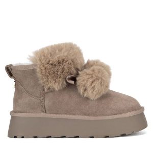 Śniegowce Eva Minge. Szare buty zimowe Eva Minge, bez obcasa, bez zapięcia. Za 319,00 zł.