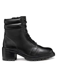Geox Botki D Damiana D56QCC 043TU C9999 Czarny. Czarne botki Geox, bez wzorów, ze skóry, bez obcasa, na słupku, bez zapięcia. Za 509,99 zł.