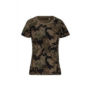 Koszulka damska Kariban Camo. Zielone koszulki sportowe KARIBAN, bez wzorów, bez ramiączek. Za 65,00 zł.