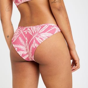Dół kostiumu kąpielowego surfingowego damski Olaian Lulu Palmer. Czerwone bikini OLAIAN, bez wzorów, z elastanu. W wyprzedaży za 14,99 zł.