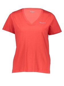 Pepe Jeans Koszulka w kolorze czerwonym rozmiar: L. Czerwone bluzki Pepe Jeans, l, bez wzorów, z bawełny, bez kołnierzyka, bez ramiączek. Za 92,21 zł.