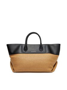 Gino Rossi Torebka LA224-186732 Beżowy. Brązowe shopper bag Gino Rossi, bez wzorów, z materiału, bez dodatków. Za 199,99 zł.